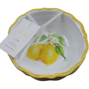 House & Garden Lemon Melamine 7.5" Serving Bowls Cereal Set of 4 Yellow NWT